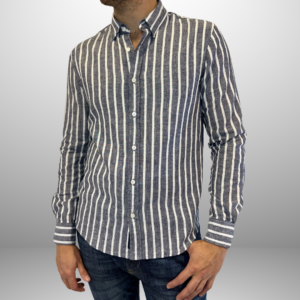 CAMISA ML LINO RAYAS